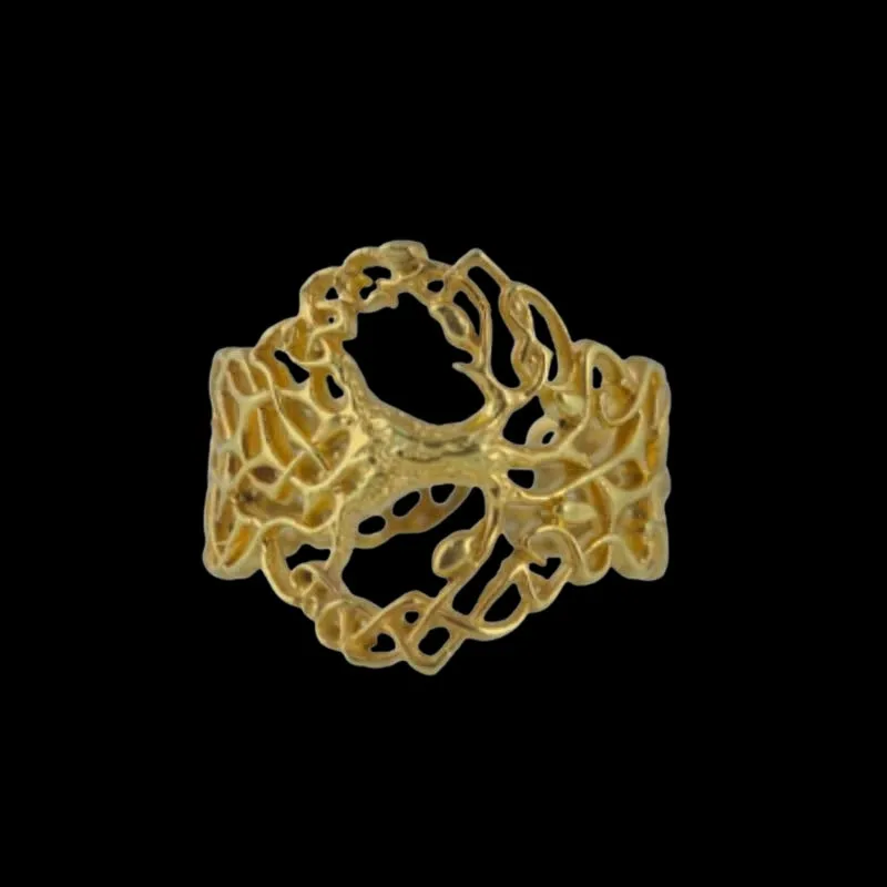 Handcrafted Yggdrasil Ornament Gold Ring