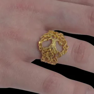 Handcrafted Yggdrasil Ornament Gold Ring