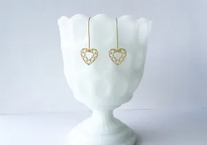 Heart Cut Gem Earrings | Brass