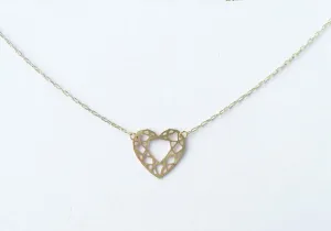 Heart Cut Gem Necklace | Brass