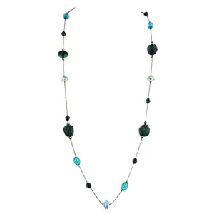 HEMATITE-GREEN LONG NECKLACE  #SC30620_HEM-GRN (GD9/R-GH3)