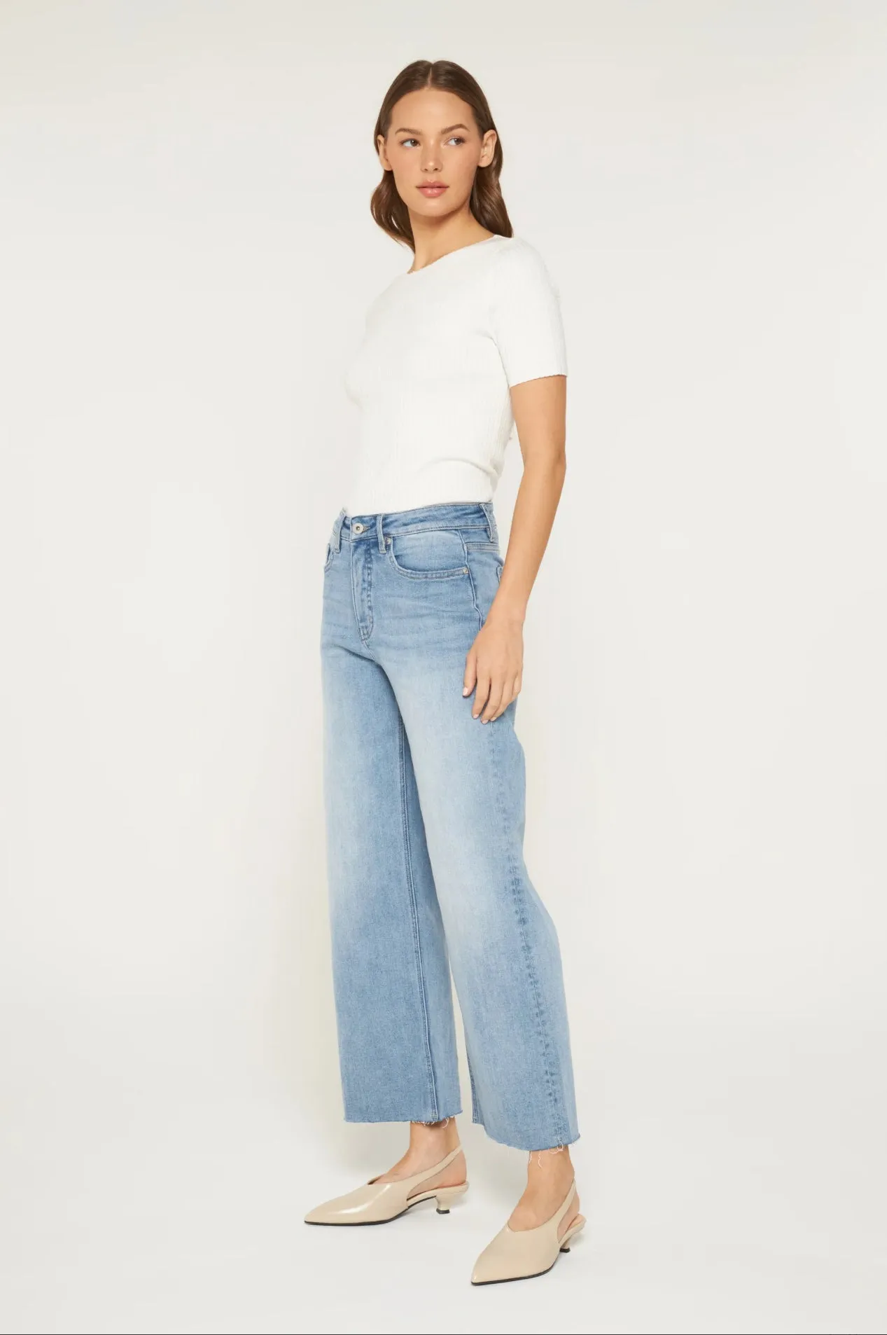 High Rise Wide Raw Hem by Mica Denim