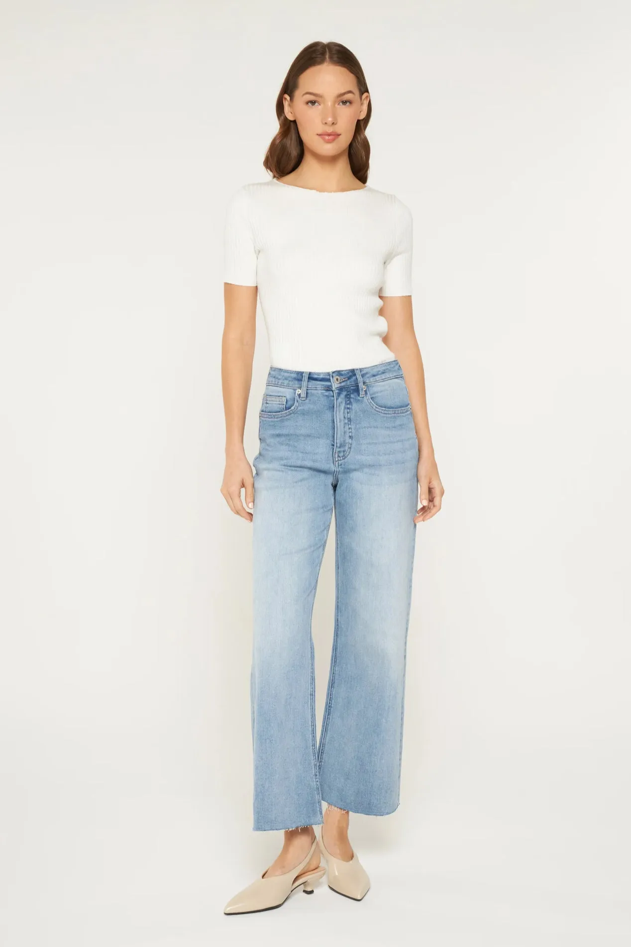 High Rise Wide Raw Hem by Mica Denim
