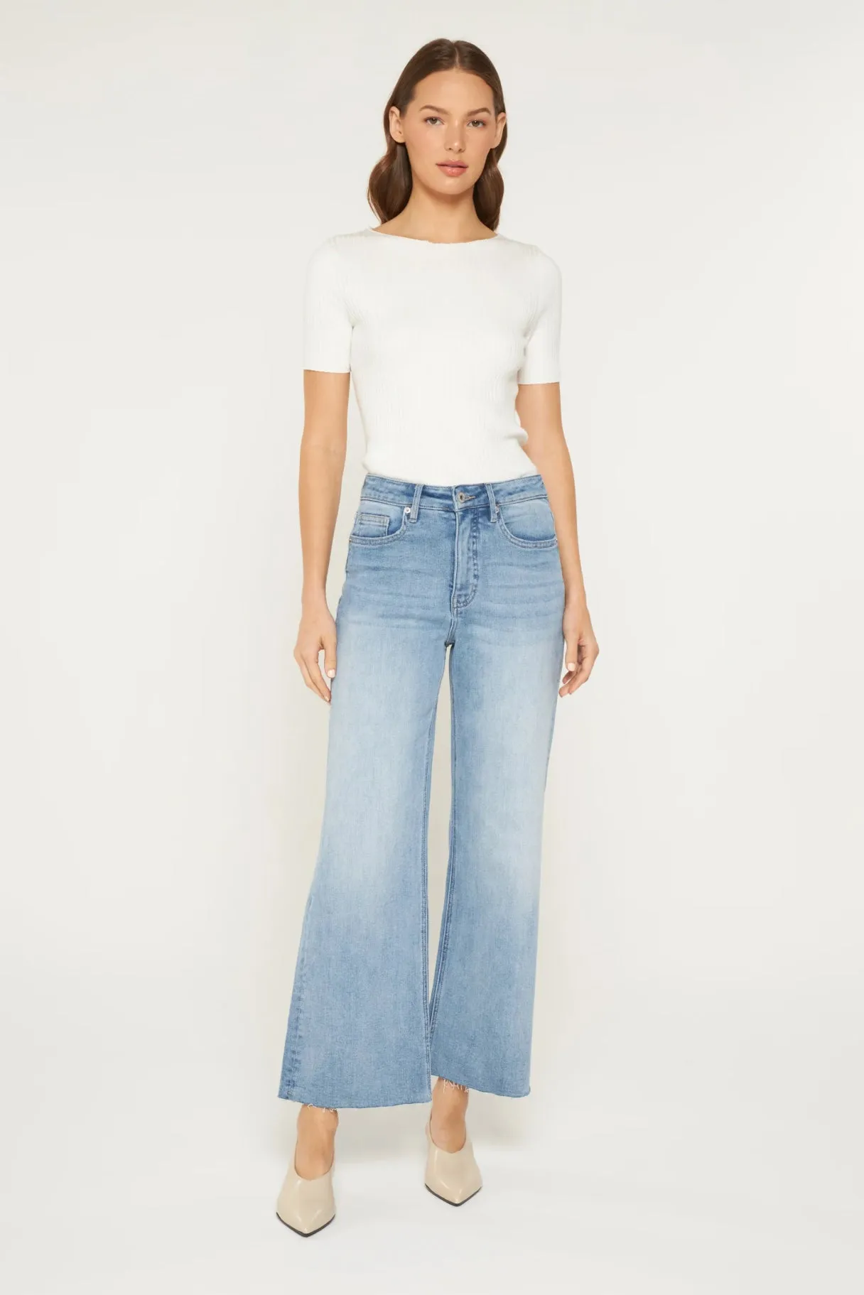 High Rise Wide Raw Hem by Mica Denim