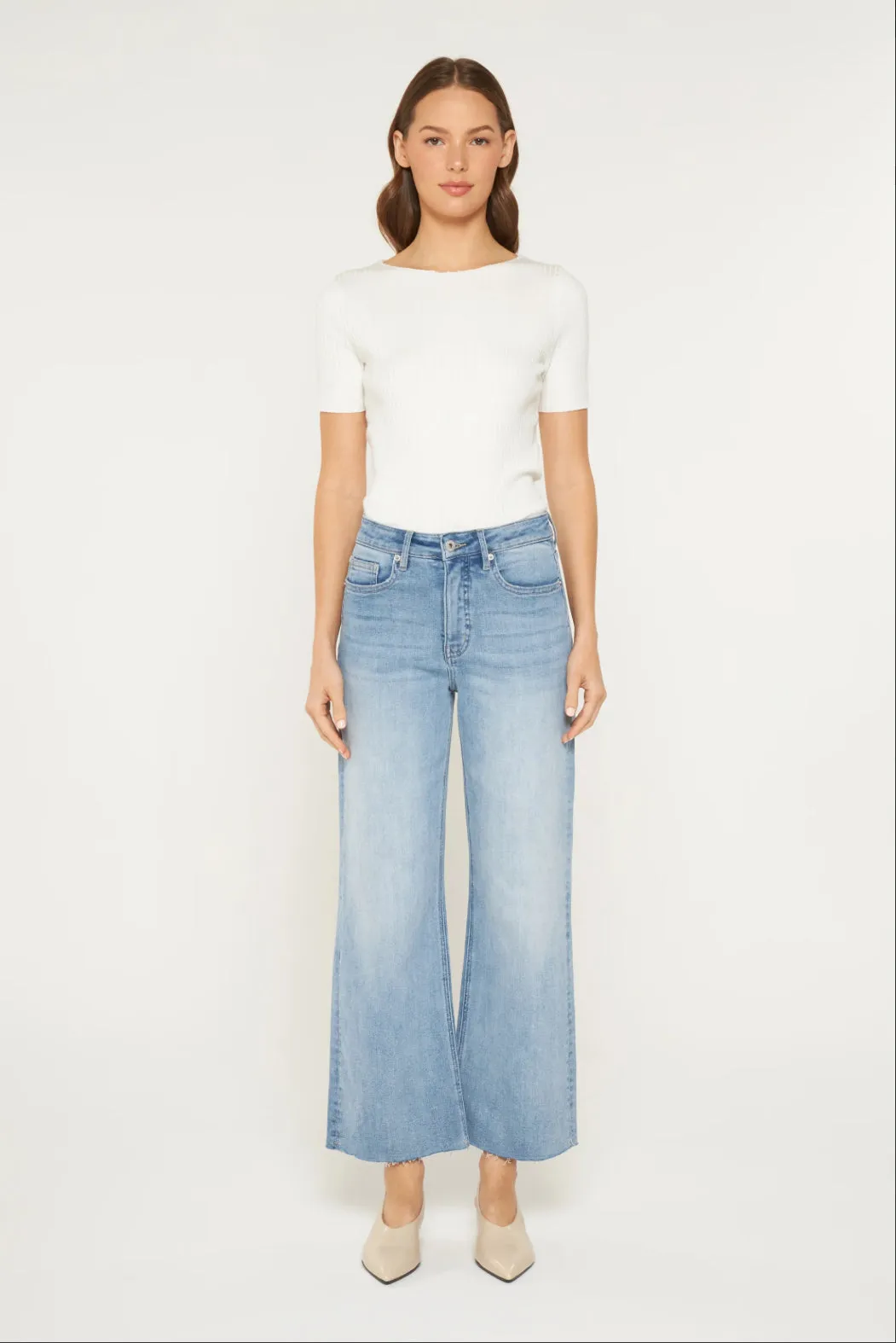 High Rise Wide Raw Hem by Mica Denim