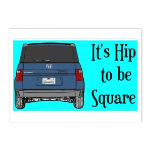 Hip to be Square Bumper Sticker Atomic Blue EXP