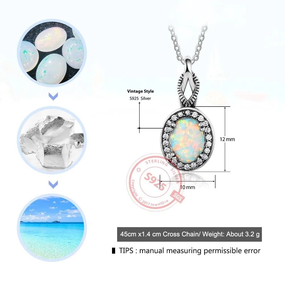 Hot Opal Pendants&Necklace 925 Sterling Silver Round Opal Fashion CZ Collares Jewelry