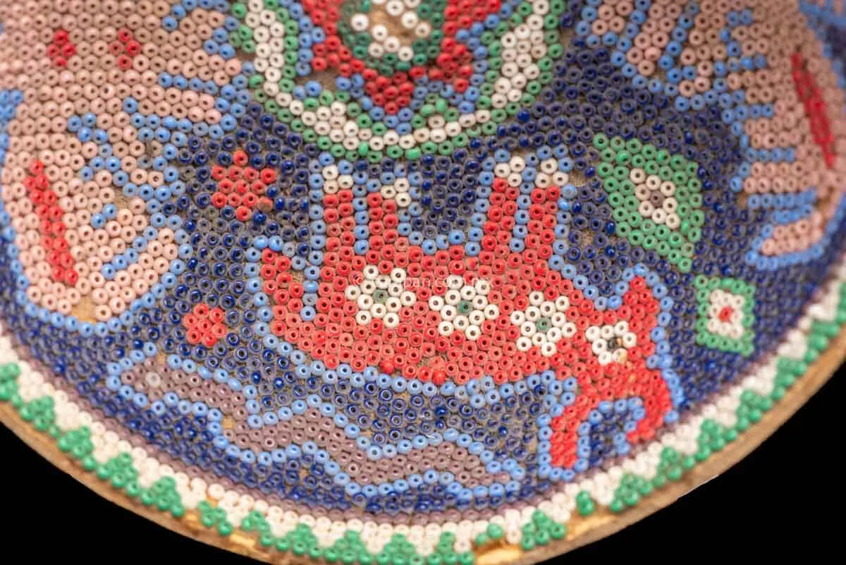 Huichol Art Vintage Beaded Gourd with Sacred Animals