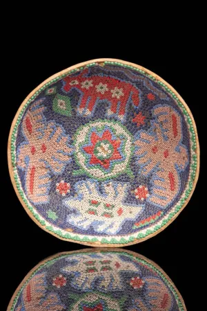 Huichol Art Vintage Beaded Gourd with Sacred Animals