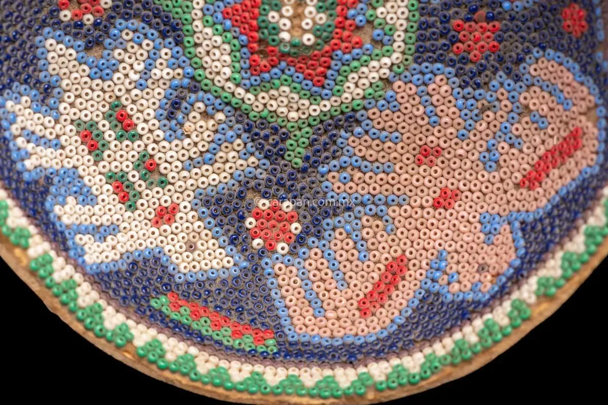 Huichol Art Vintage Beaded Gourd with Sacred Animals