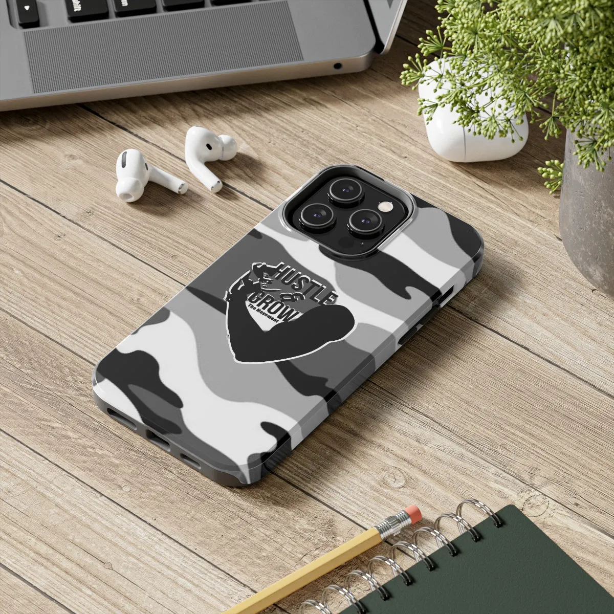 Hustle & Grow Camo Case (Black/White)