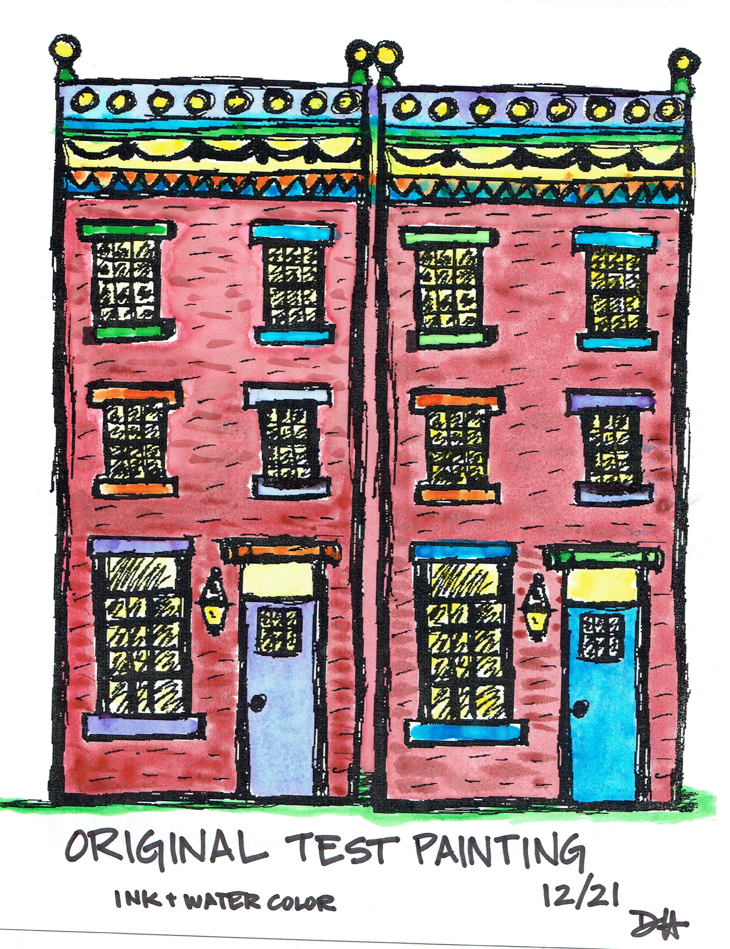I Wish You lived next door Baltimore Rowhouse Watercolor by local Baltimore Artist printed on White glossy mug