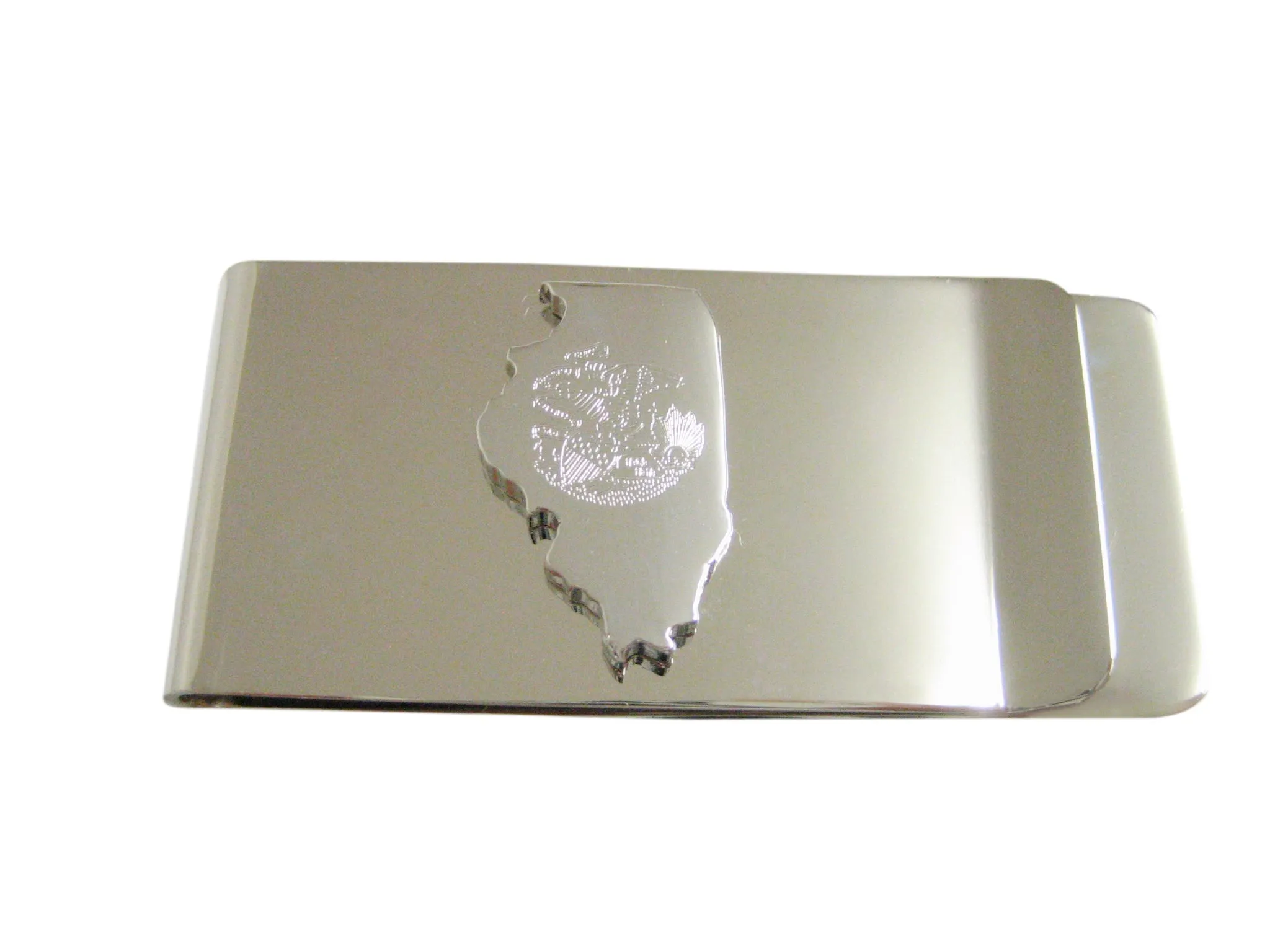 Illinois State Map Shape and Flag Design Money Clip