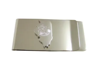 Illinois State Map Shape and Flag Design Money Clip