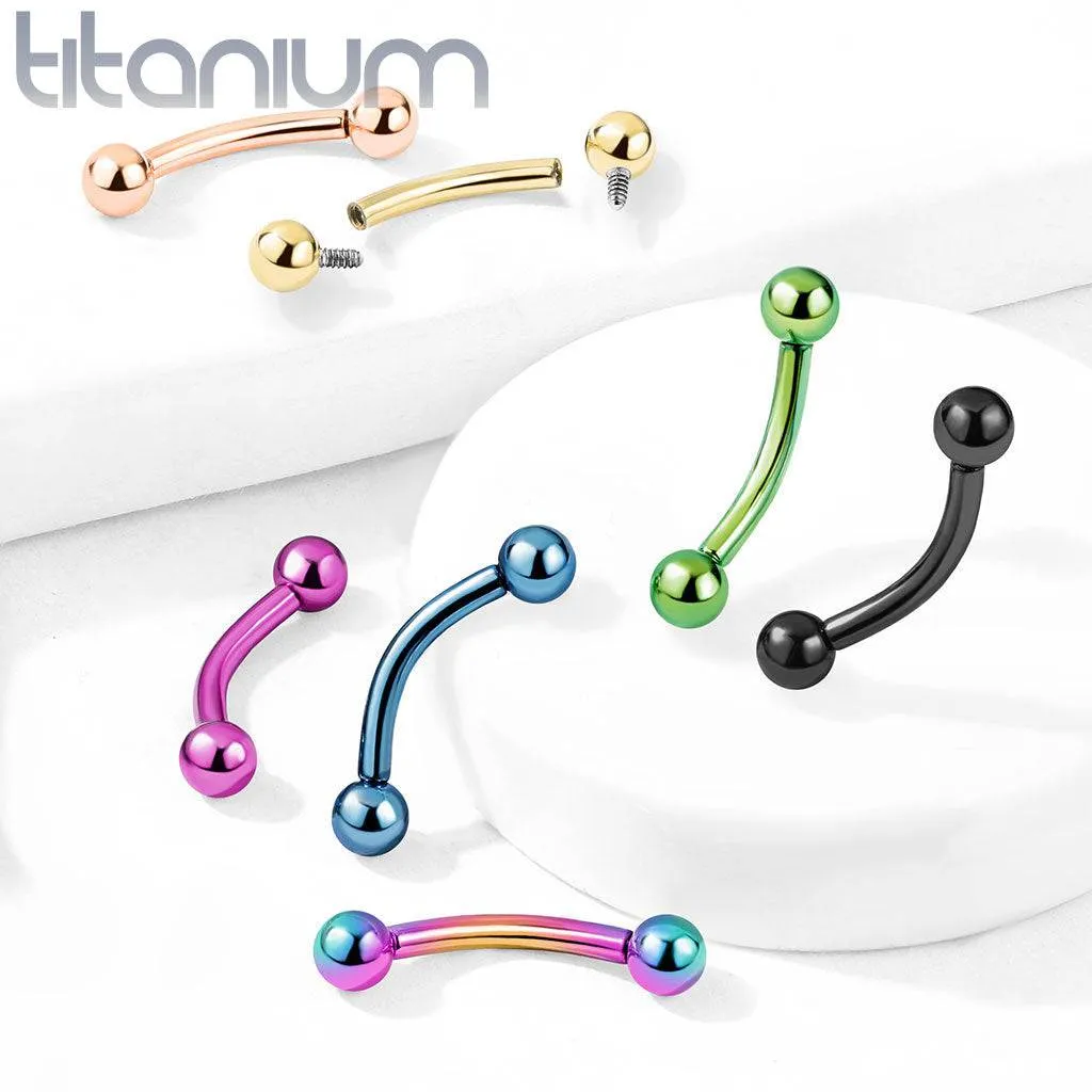 Implant Grade Titanium Green PVD Internally Threaded Curved Barbell