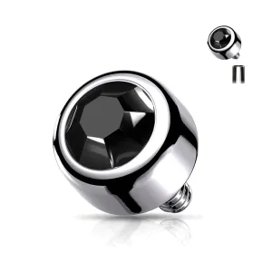 Implant Grade Titanium Internally Threaded Bezel Set Round Swarovski Crystal Part