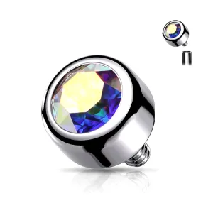 Implant Grade Titanium Internally Threaded Bezel Set Round Swarovski Crystal Part