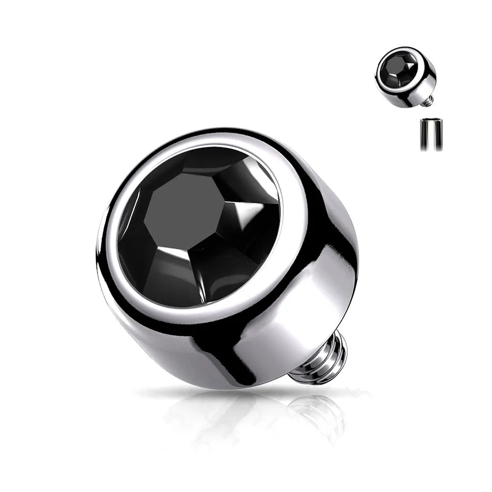 Implant Grade Titanium Internally Threaded Bezel Set Round Swarovski Crystal Part