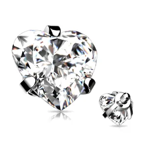 Implant Grade Titanium Internally Threaded Prong Set Heart Gem Part