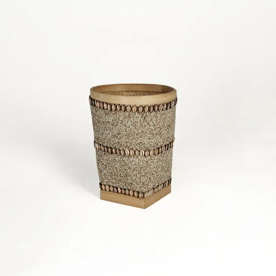 Indonesian Beaded Baskets XL- Nat/Dark Shell II