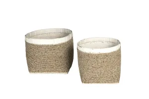 Indonesian Beaded Planters- Nat/White