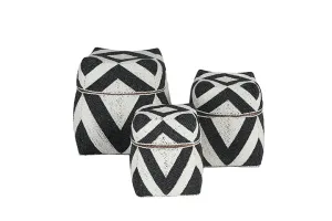 Indonesian Tall Beaded Boxes- Black/White