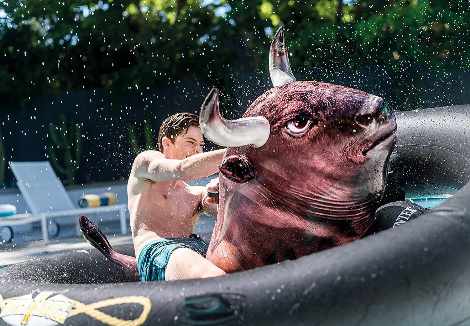 Inflatable Ride-On Bull Pool Floats Game