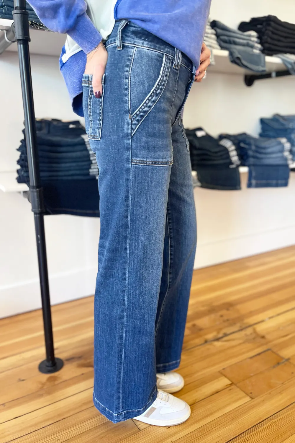 Jodi High Rise Wide Leg Porkchop Front Pockets