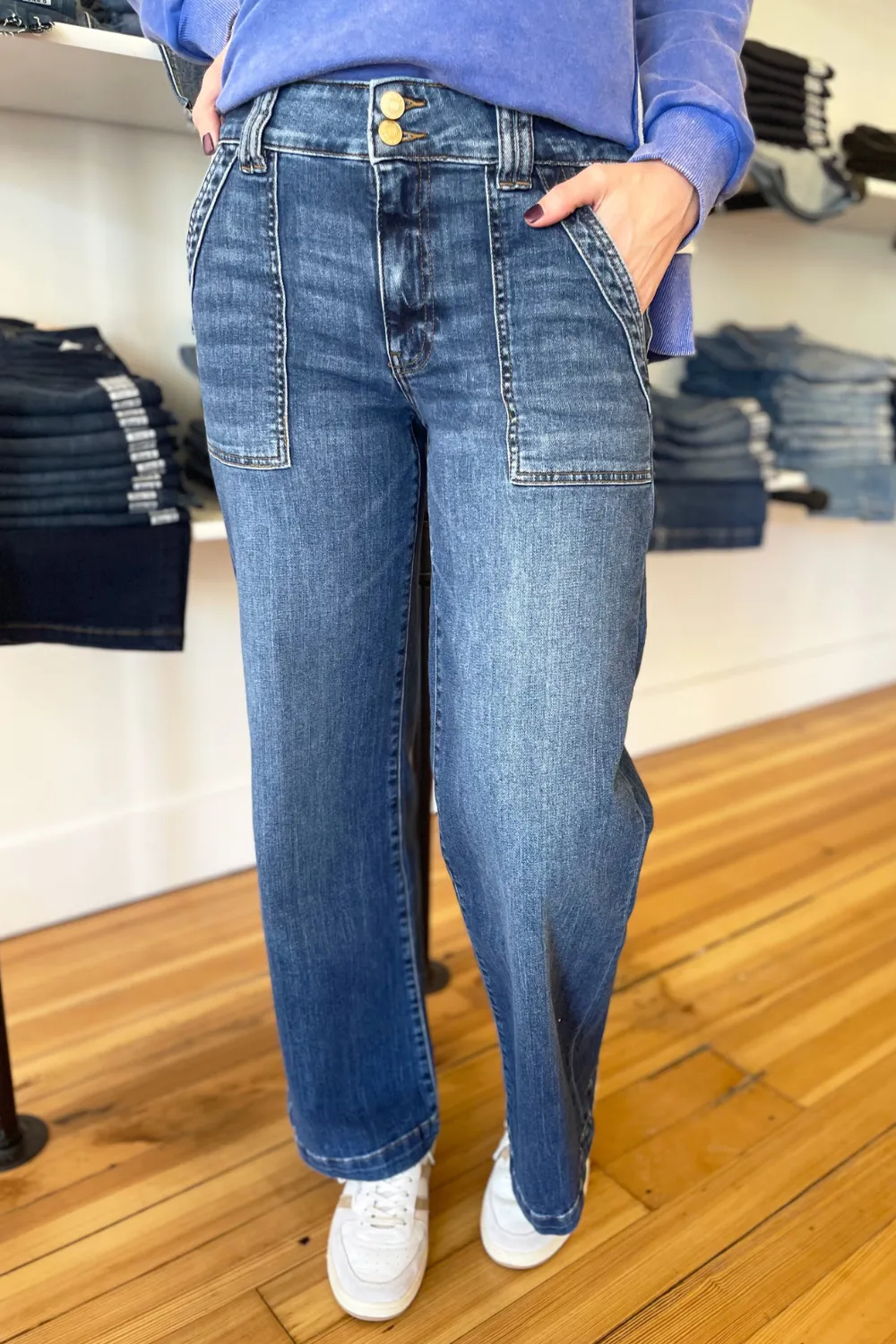 Jodi High Rise Wide Leg Porkchop Front Pockets