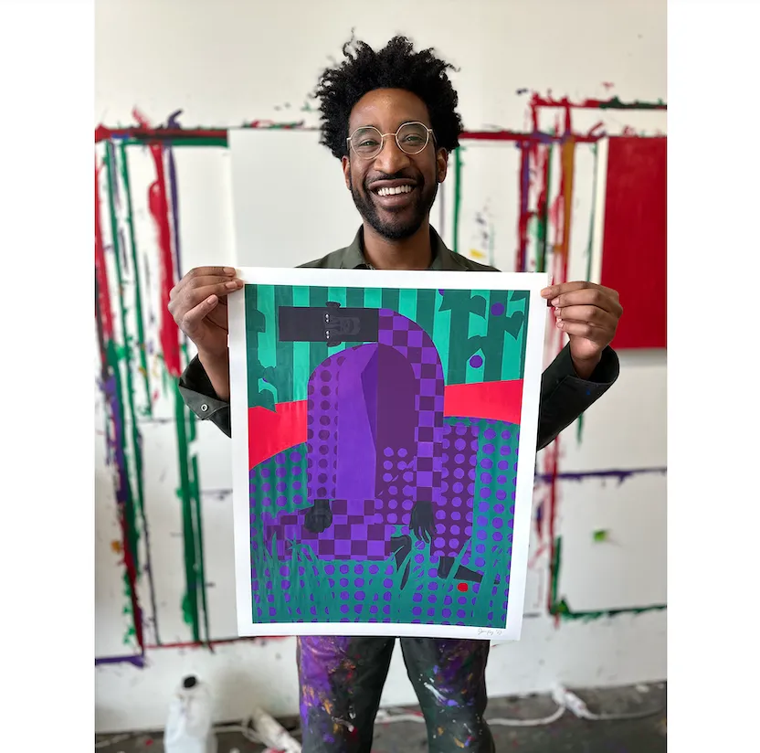 Jon Key, Man in the Violet Dreamscape No. 5, 2023; Hand-Embellished, Signed, and Numbered Limited Edition Print