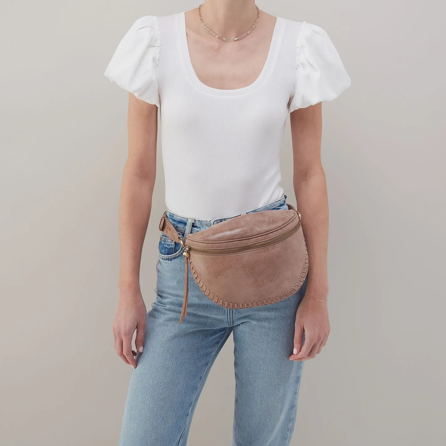 Juno Belt Bag In Buffed Leather - Hazel
