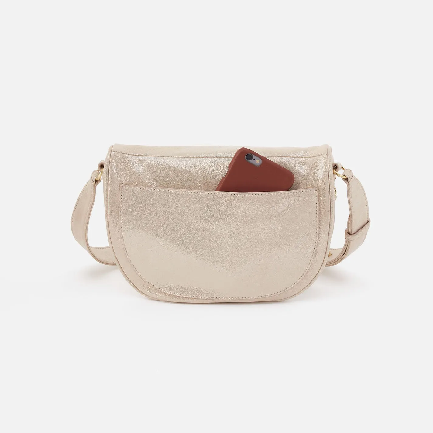 Juno Belt Bag In Metallic Leather - Sand Shimmer