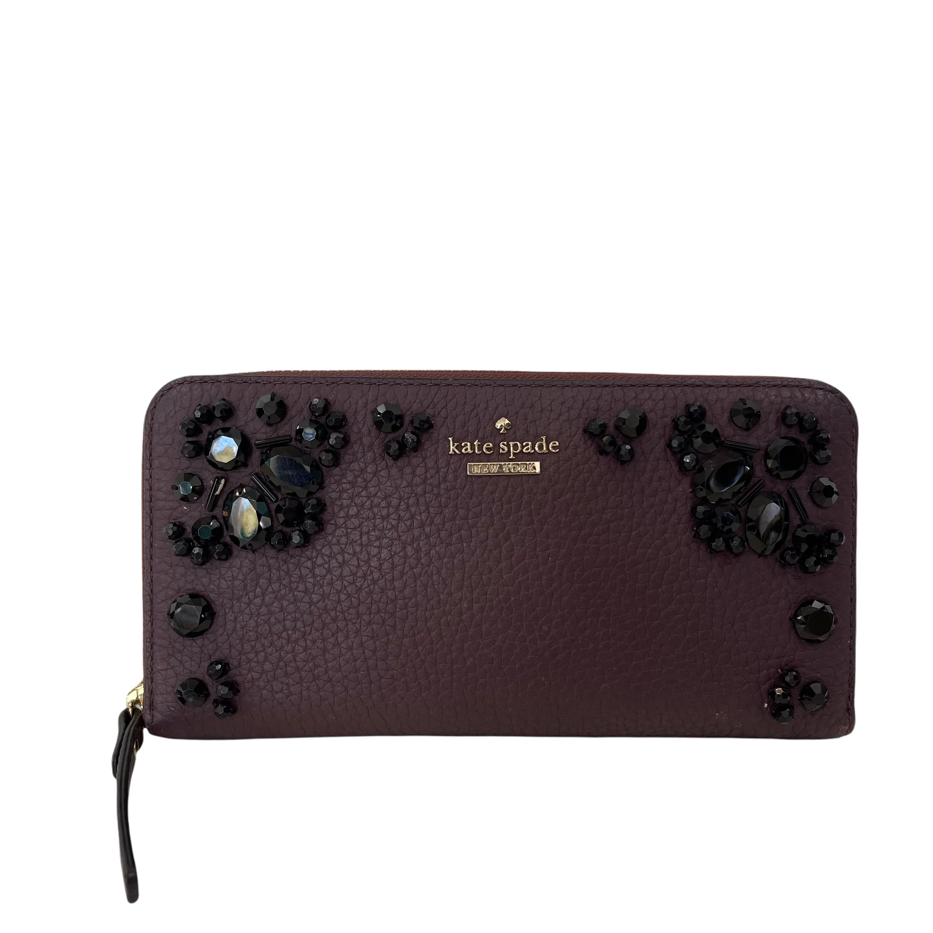 KATE SPADE Deep Plum Embellished Neda Anderson Way Wallet