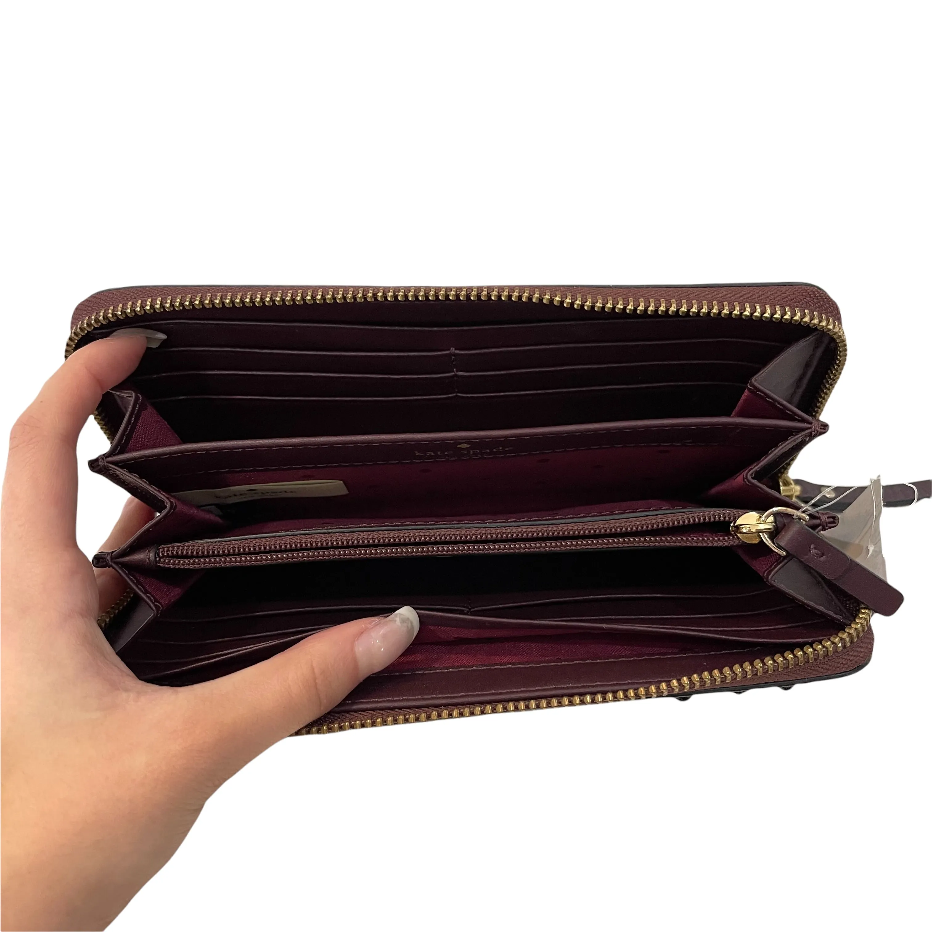KATE SPADE Deep Plum Embellished Neda Anderson Way Wallet