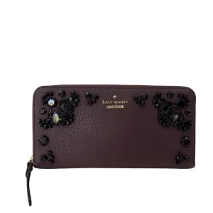KATE SPADE Deep Plum Embellished Neda Anderson Way Wallet