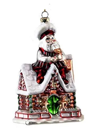 Katherine's Collection Santa on a Gingerbread House Ornament