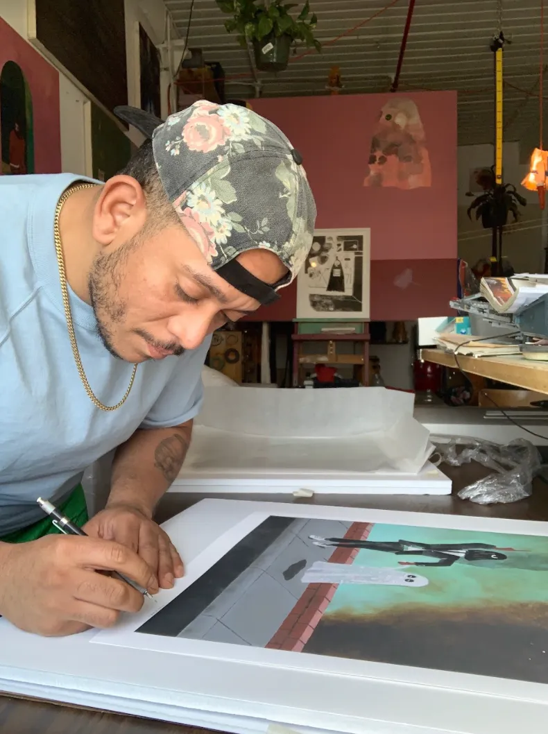 Kenny Rivero, Walk Wit Me, 2021; Hand-Embellished, Signed, and Numbered Limited Edition Print