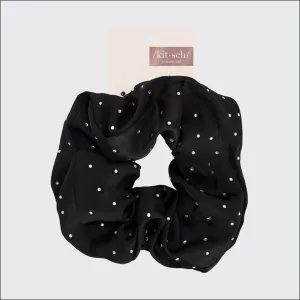 Kitsch Satin Rhinestone Brunch Scrunchie - Black