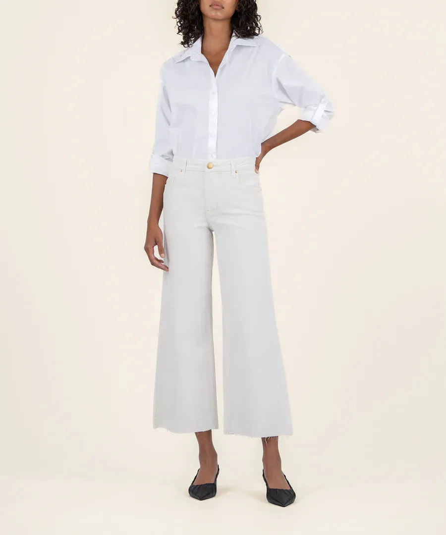 KUT Meg Ecru High Rise Wide Leg