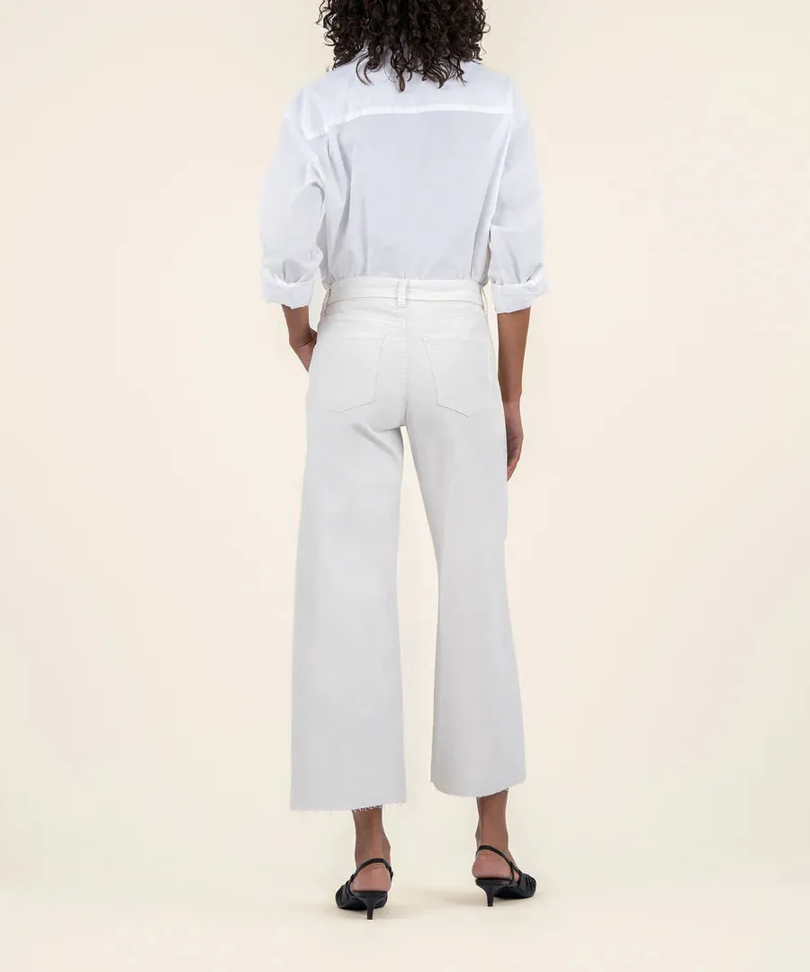KUT Meg Ecru High Rise Wide Leg