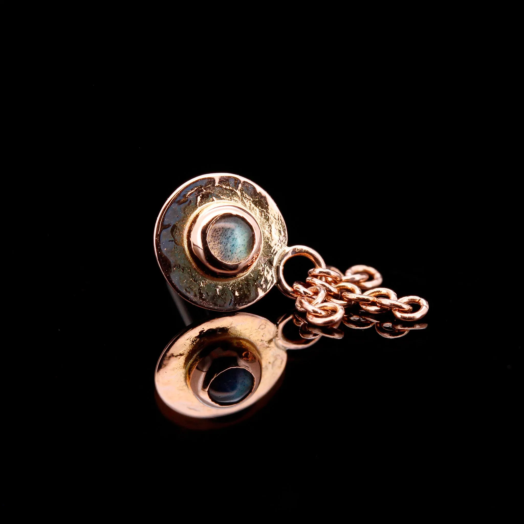 Labradorite in 14kt Rose Gold Sandman with Tassel - 14ga Threaded end