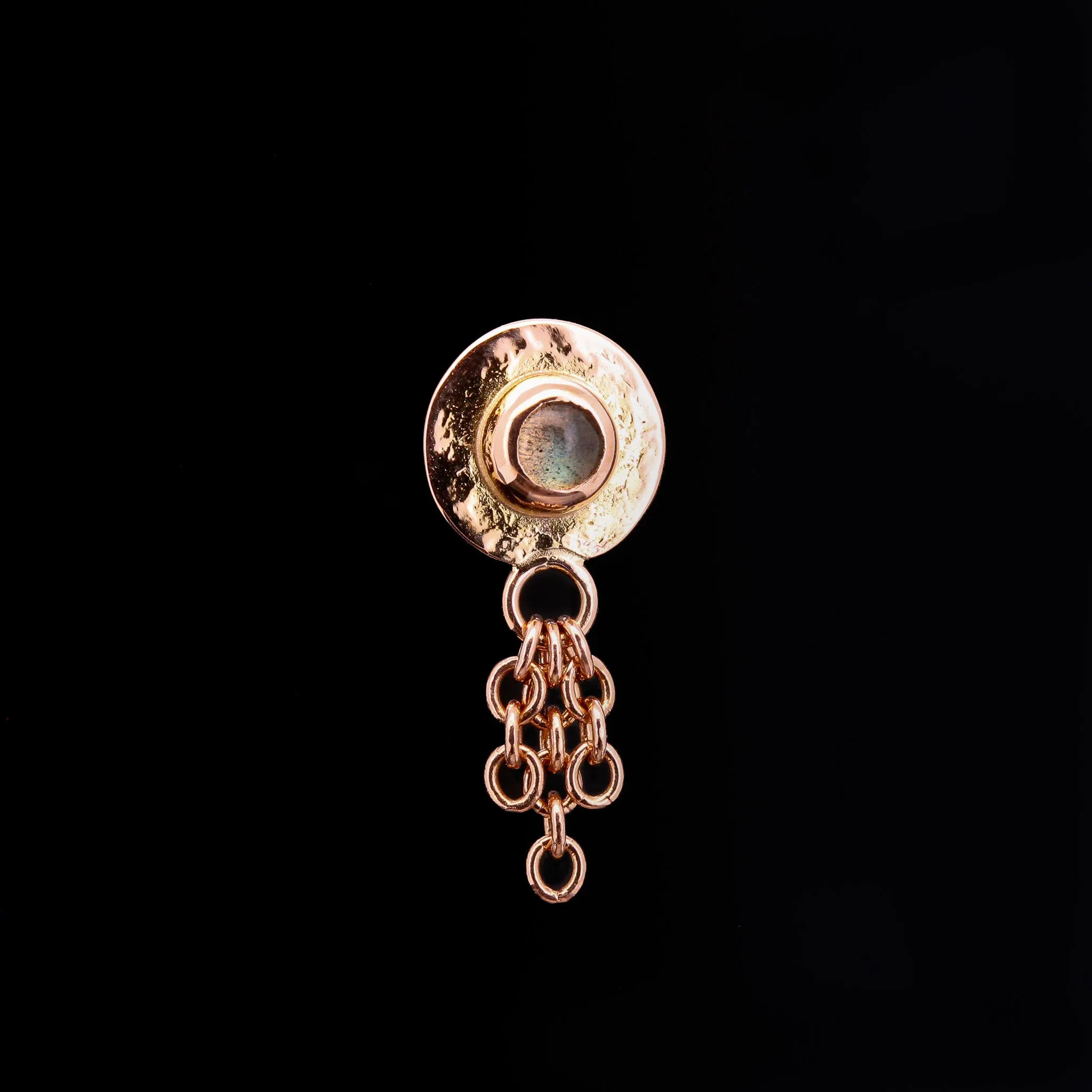 Labradorite in 14kt Rose Gold Sandman with Tassel - 14ga Threaded end
