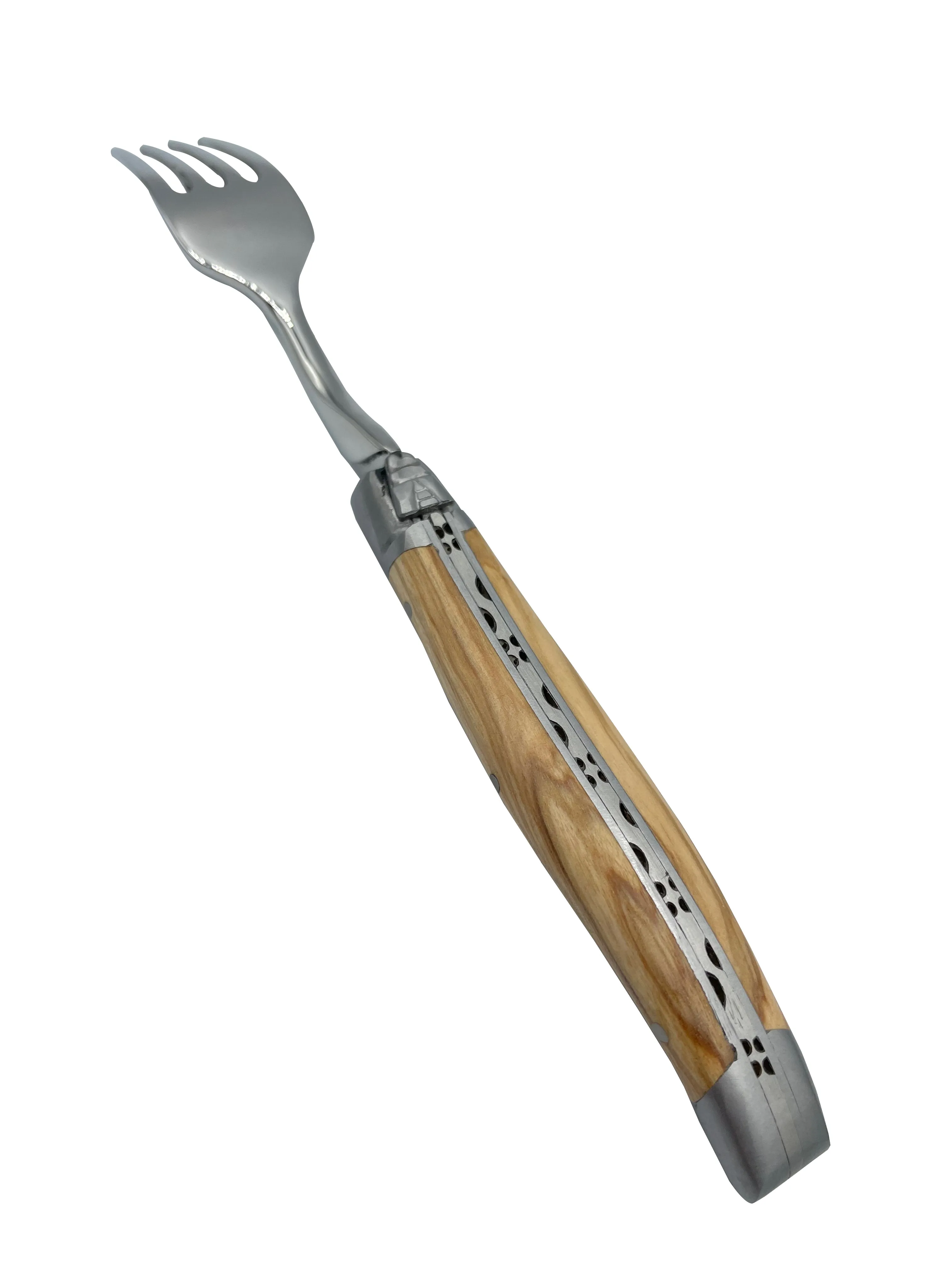 Laguiole en Aubrac Handcrafted 5-Piece Handcrafted Flatware Set, Olivewood Handles