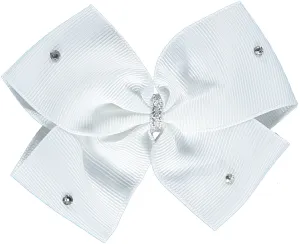 Large White Bow Hairclip with Swarovski Diamantes