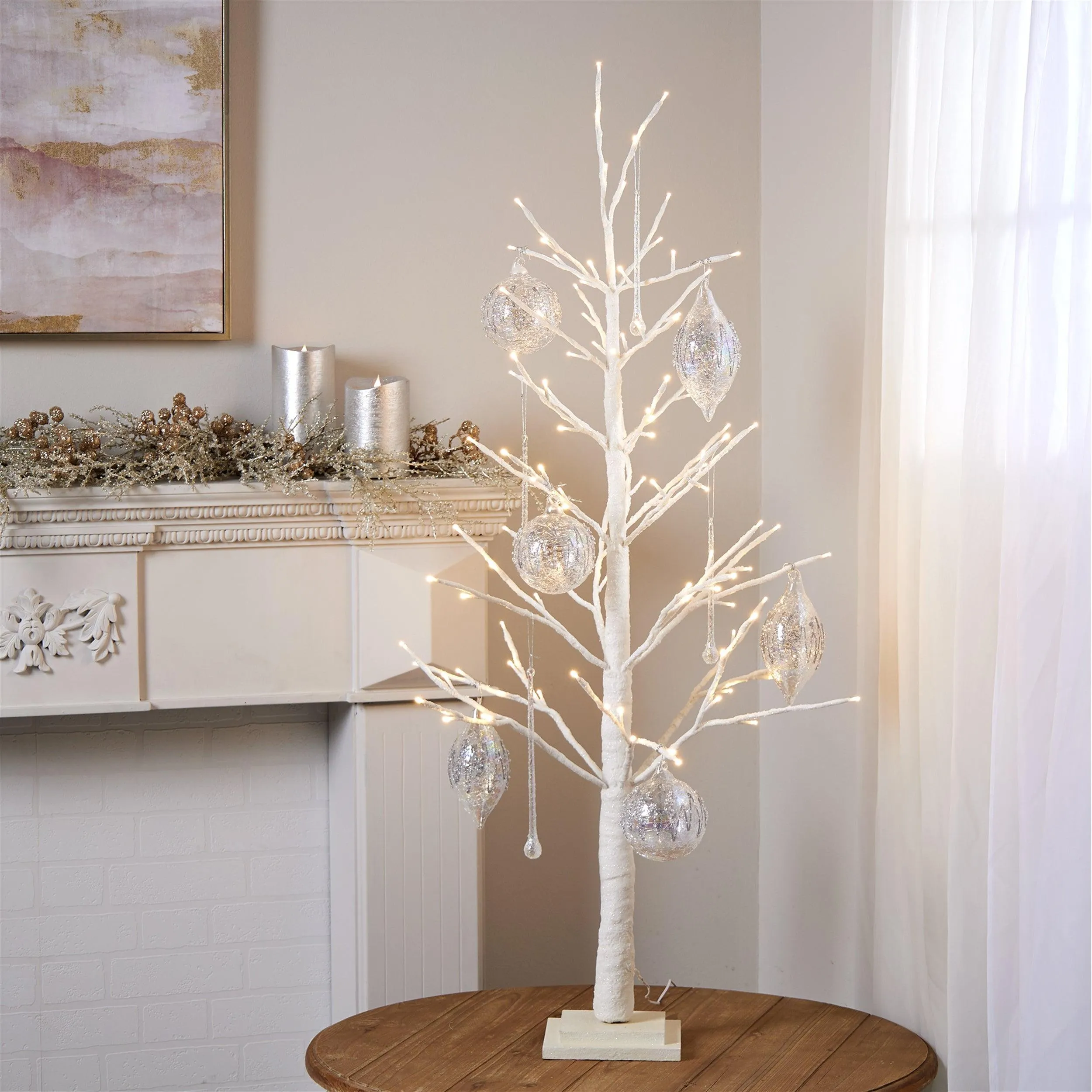 LED Glittered Twig Tree 48"H