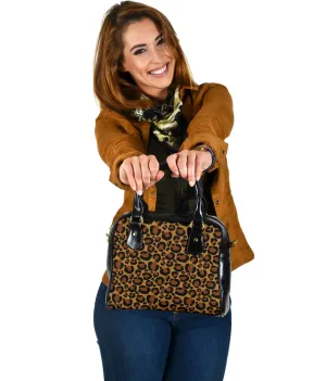 Leopard Print Vegan Leather Handbag With Shoulder Strap
