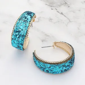 Light Blue Glitter Half Hoop Pageant Earrings  | Outfit of Choice Earrings |  648527