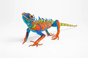Lizard: large; orange, blue, yellow, green