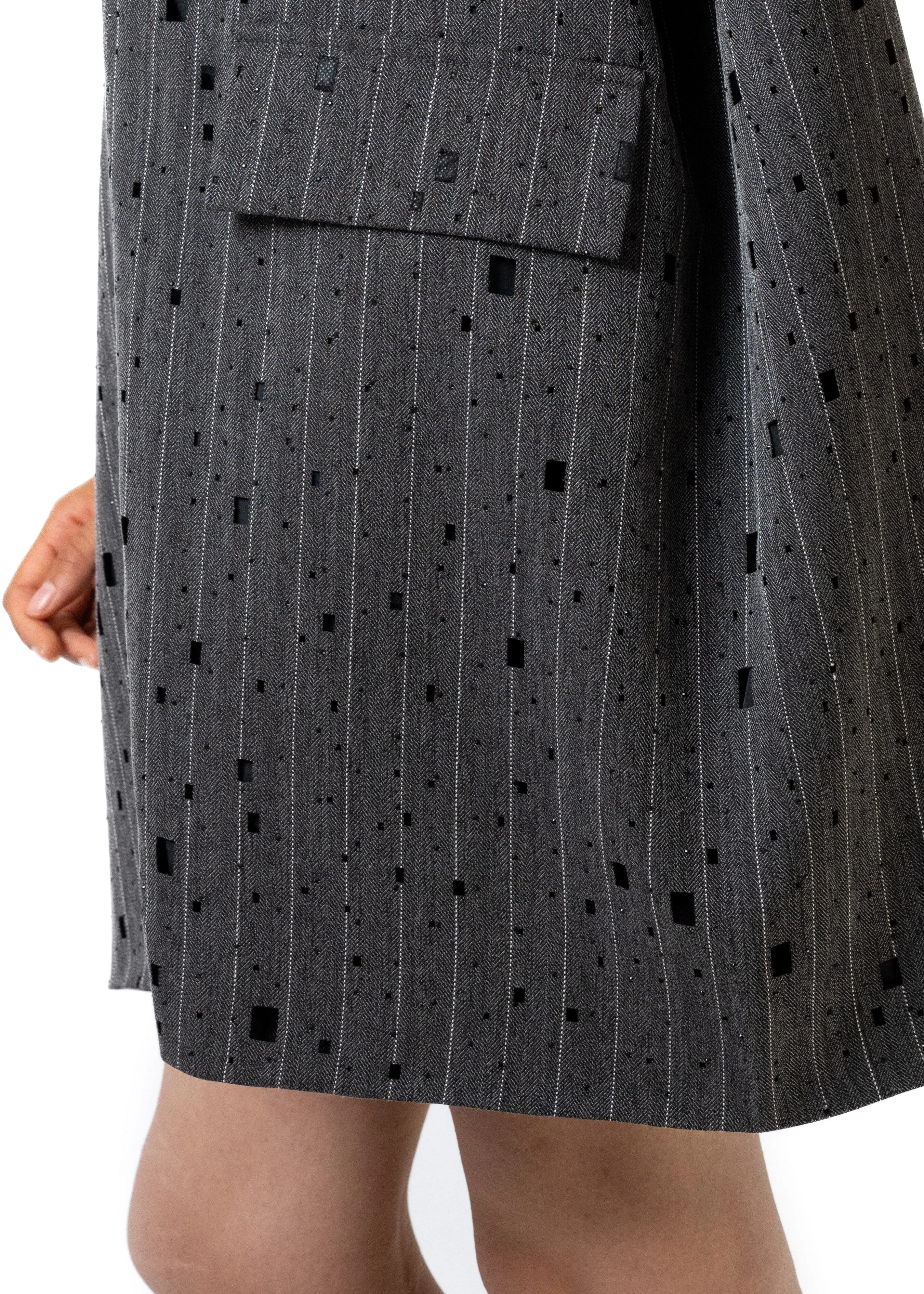 Long Embellished Pinstripe Vest