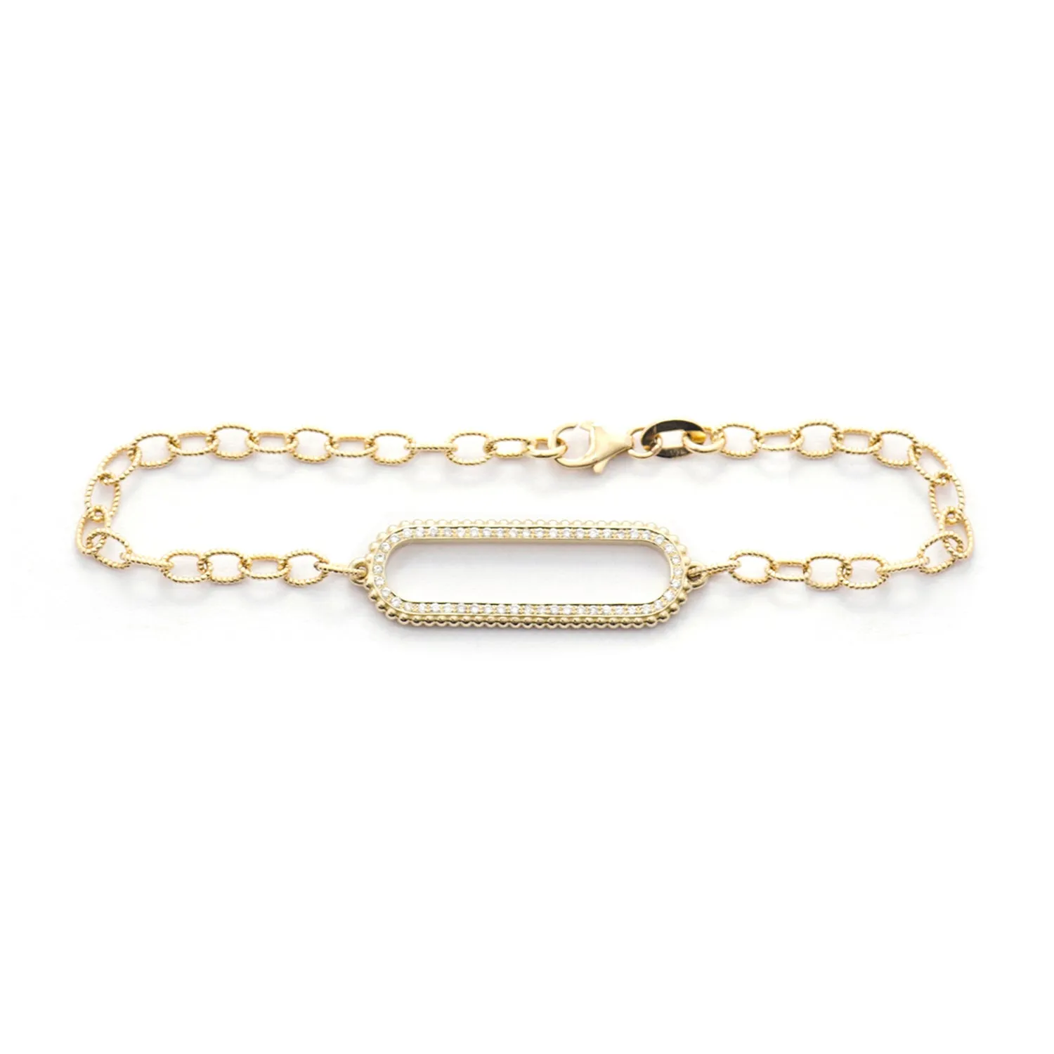 Long Oval Diamond Beaded Bracelet